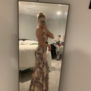 Long floral pattern prom dress